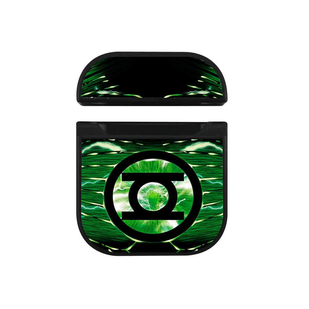 Green Lantern Logo Hard Plastic Case Cover For Apple Airpods-AirPod Case-Black-Altracase