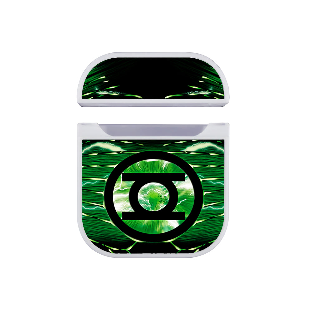 Green Lantern Logo Hard Plastic Case Cover For Apple Airpods-AirPod Case-White-Altracase