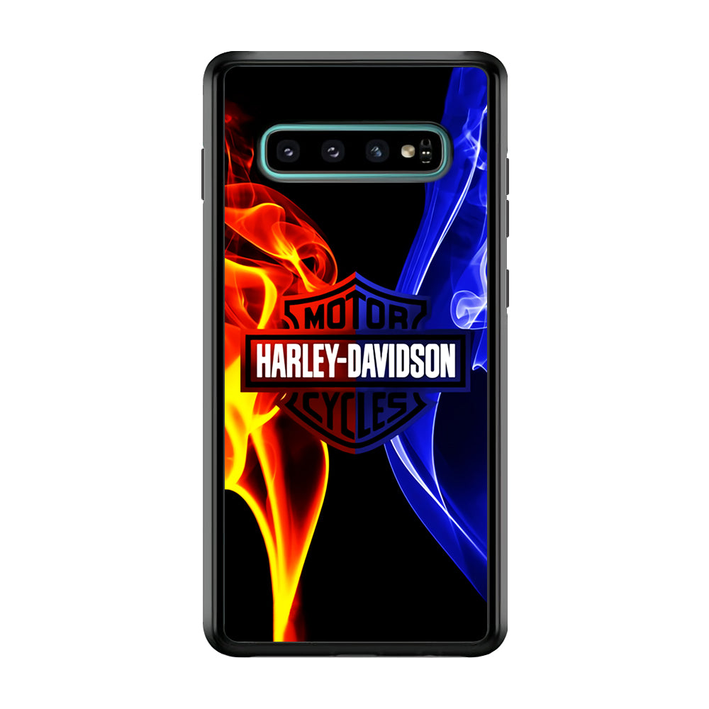 Harley Blue Red Fire Samsung Galaxy S10 Case-Phone Case-Rubber Black (2D Case)-Altracase