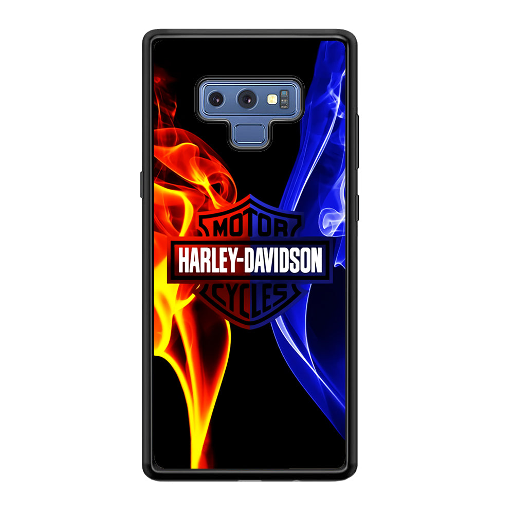 Harley Blue Red Fire Samsung Galaxy Note 9 Case-Phone Case-Rubber Black (2D Case)-Altracase