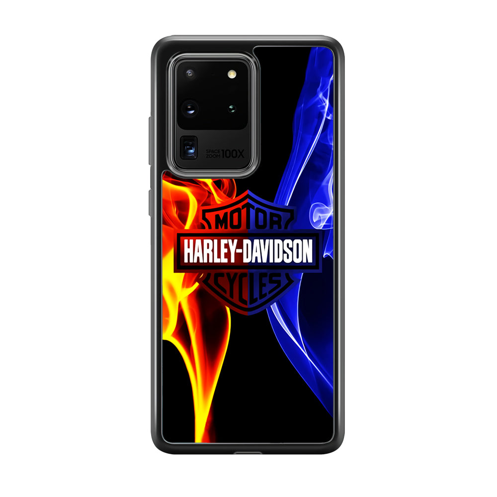 Harley Blue Red Fire Samsung Galaxy S20 Ultra Case-Phone Case-Rubber Black (2D Case)-Altracase