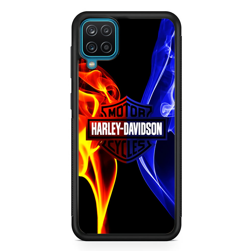 Harley Blue Red Fire Samsung Galaxy A12 Case-Phone Case-Rubber Black (2D Case)-Altracase