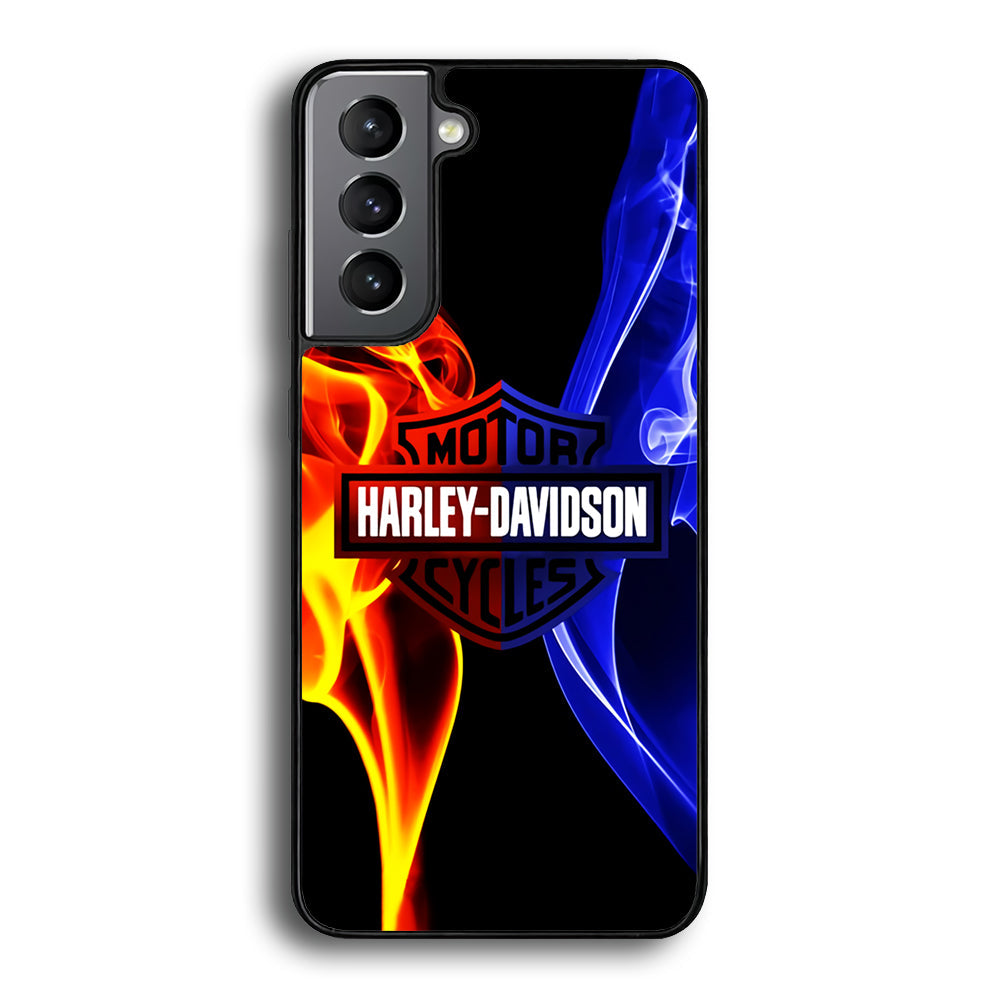Harley Blue Red Fire Samsung Galaxy S25 Plus Case-Phone Case-Rubber Black (2D Case)-Altracase