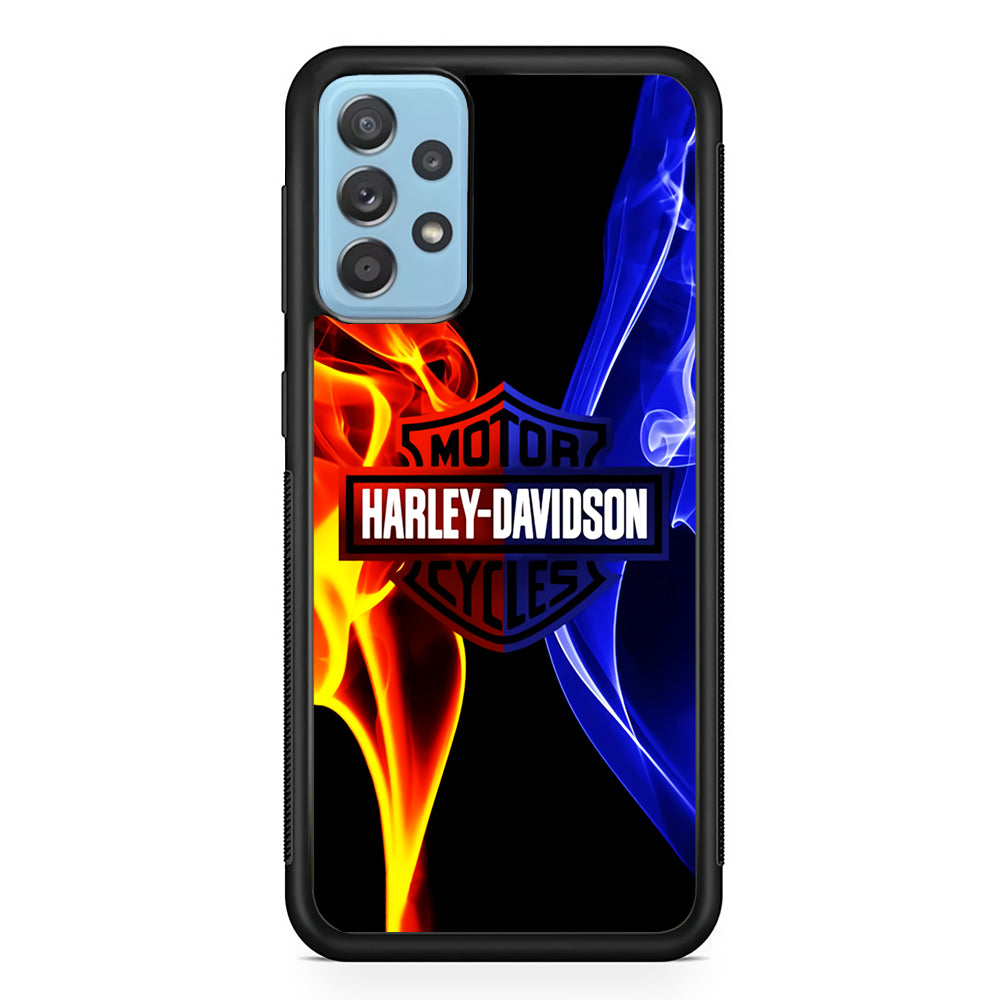 Harley Blue Red Fire Samsung Galaxy A52 Case-Phone Case-Rubber Black (2D Case)-Altracase