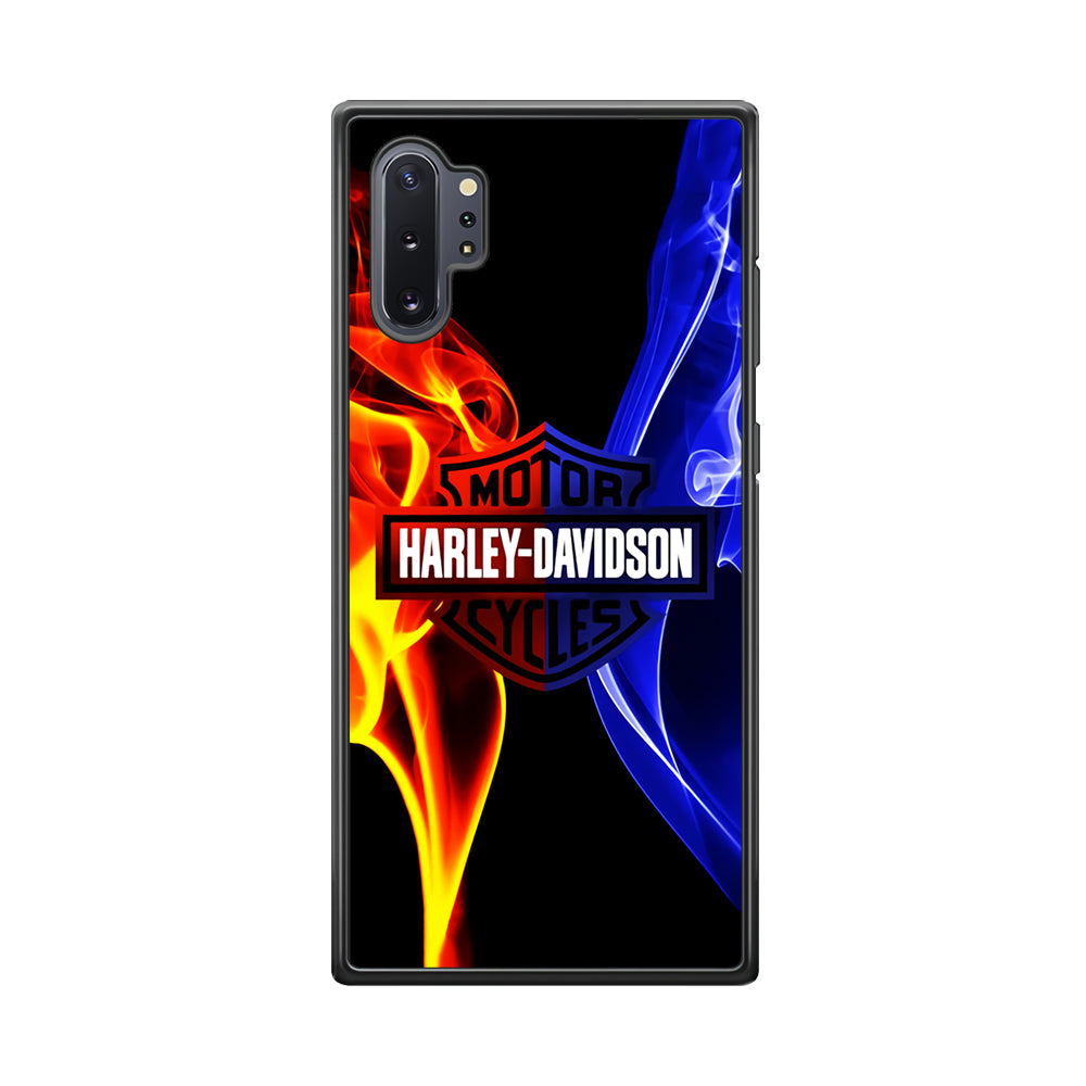 Harley Blue Red Fire Samsung Galaxy Note 10 Plus Case-Phone Case-Rubber Black (2D Case)-Altracase
