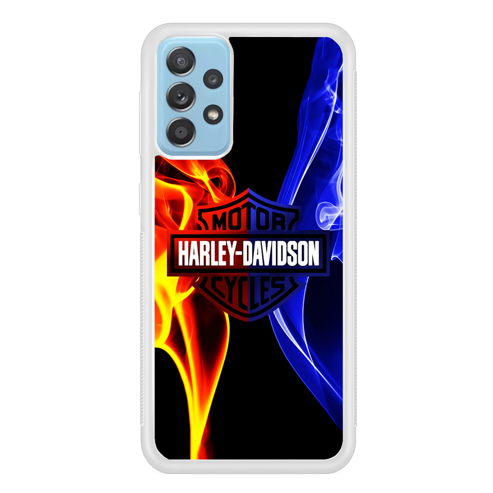 Harley Blue Red Fire Samsung Galaxy A52 Case-Phone Case-Rubber White (2D Case)-Altracase