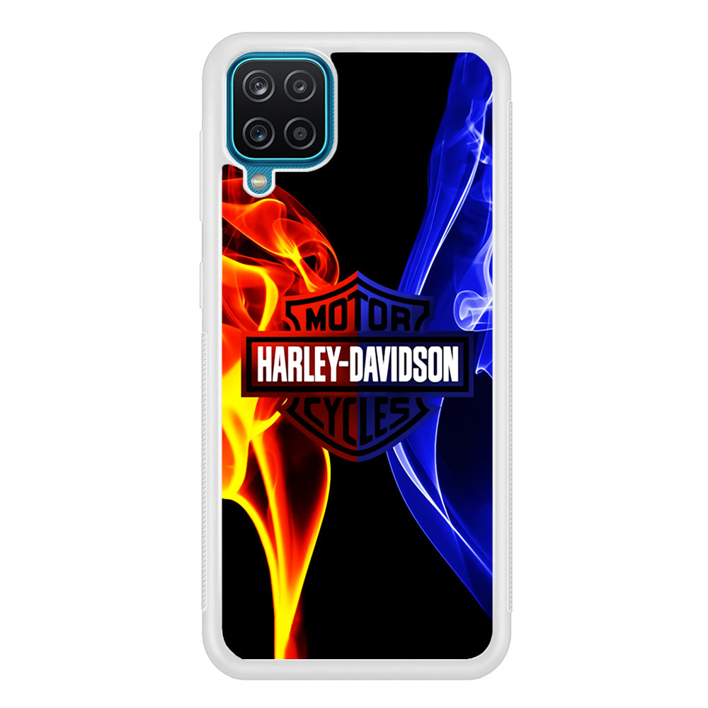 Harley Blue Red Fire Samsung Galaxy A12 Case-Phone Case-Rubber White (2D Case)-Altracase