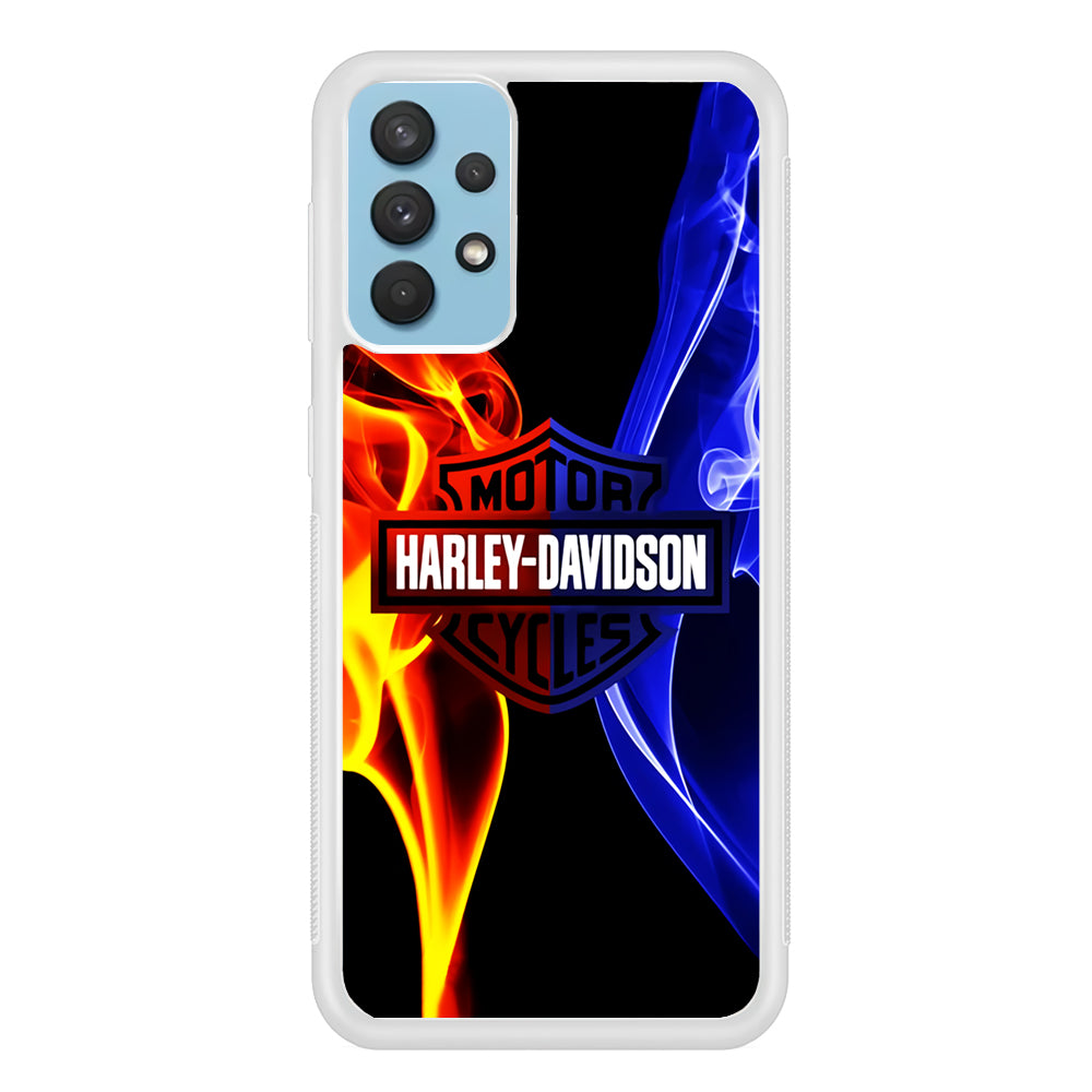 Harley Blue Red Fire Samsung Galaxy A32 Case-Phone Case-Rubber White (2D Case)-Altracase