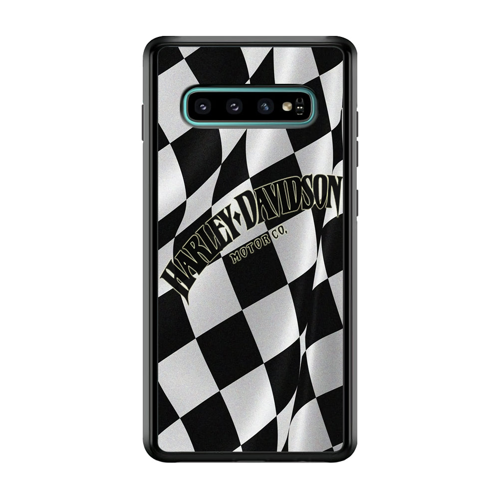 Harley Davidson Black White Flag Samsung Galaxy S10 Case-Mobile Phone Case-Rubber Black (2D Case)-Altracase