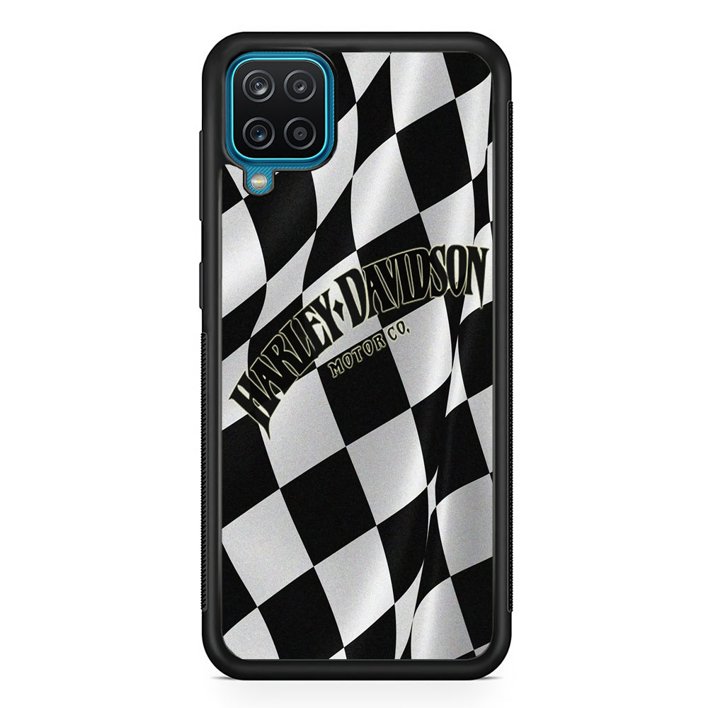 Harley Davidson Black White Flag Samsung Galaxy A12 Case-Mobile Phone Case-Rubber Black (2D Case)-Altracase