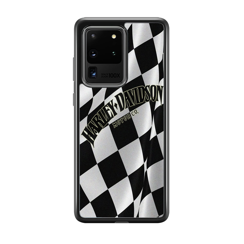 Harley Davidson Black White Flag Samsung Galaxy S20 Ultra Case-Mobile Phone Case-Rubber Black (2D Case)-Altracase