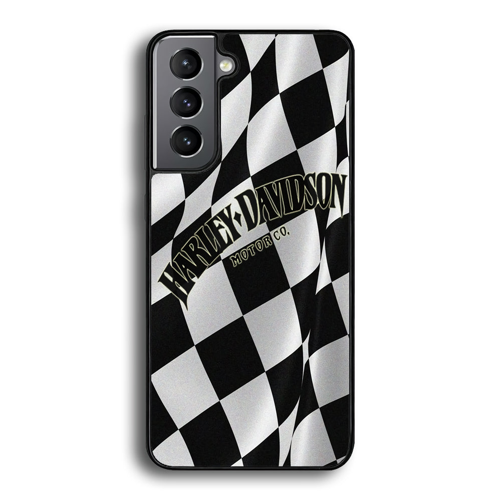 Harley Davidson Black White Flag Samsung Galaxy S21 Plus Case-Mobile Phone Case-Rubber Black (2D Case)-Altracase