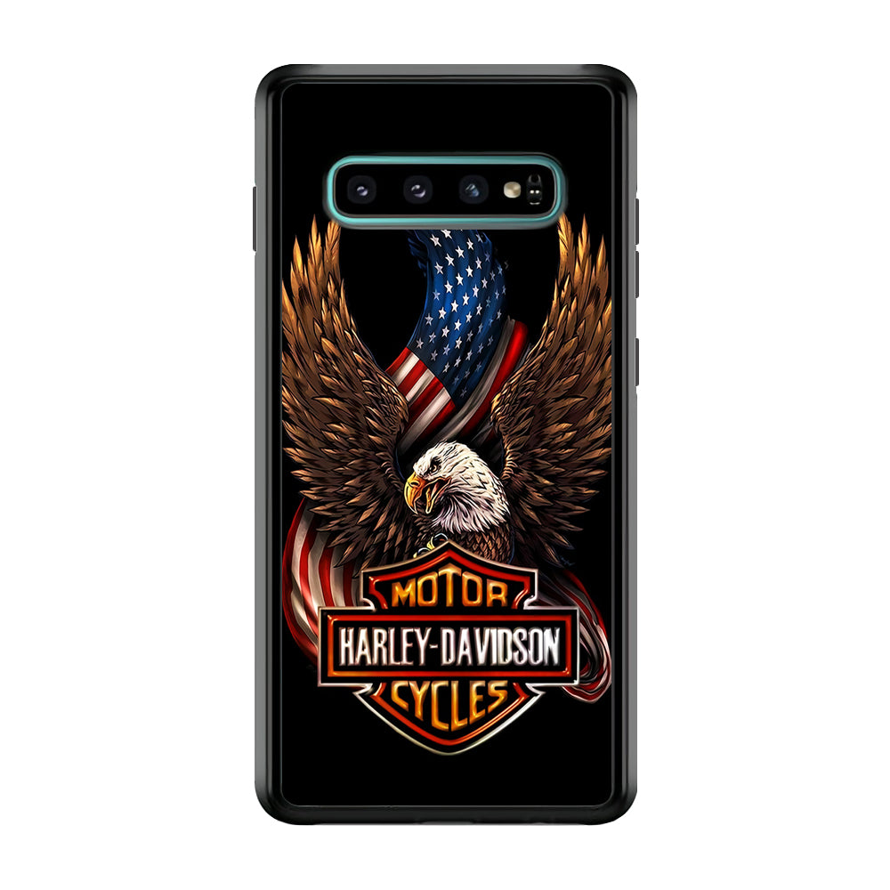 Harley Davidson Eagle US Samsung Galaxy S10 Case-Mobile Phone Case-Rubber Black (2D Case)-Altracase