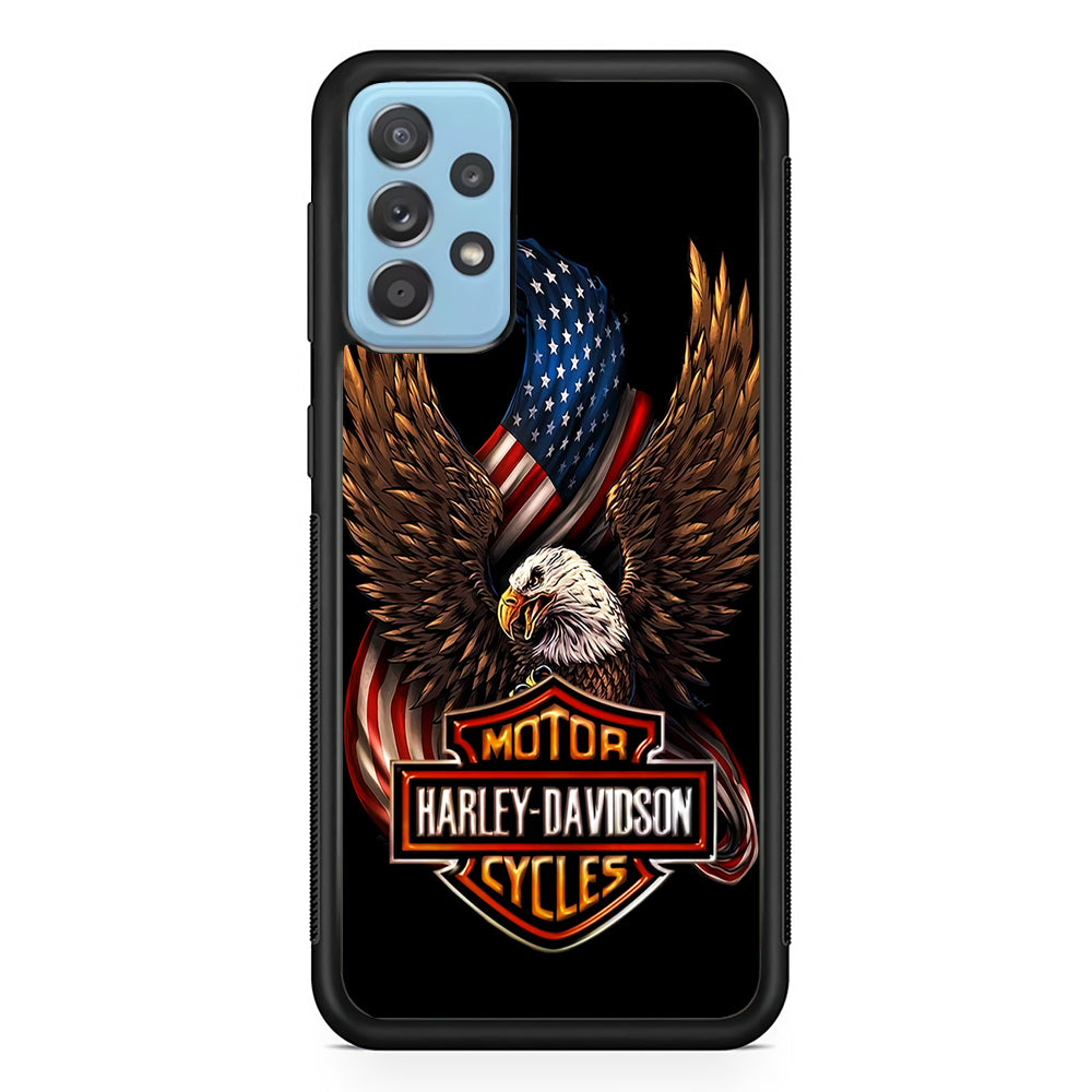 Harley Davidson Eagle US Samsung Galaxy A72 Case-Mobile Phone Case-Rubber Black (2D Case)-Altracase