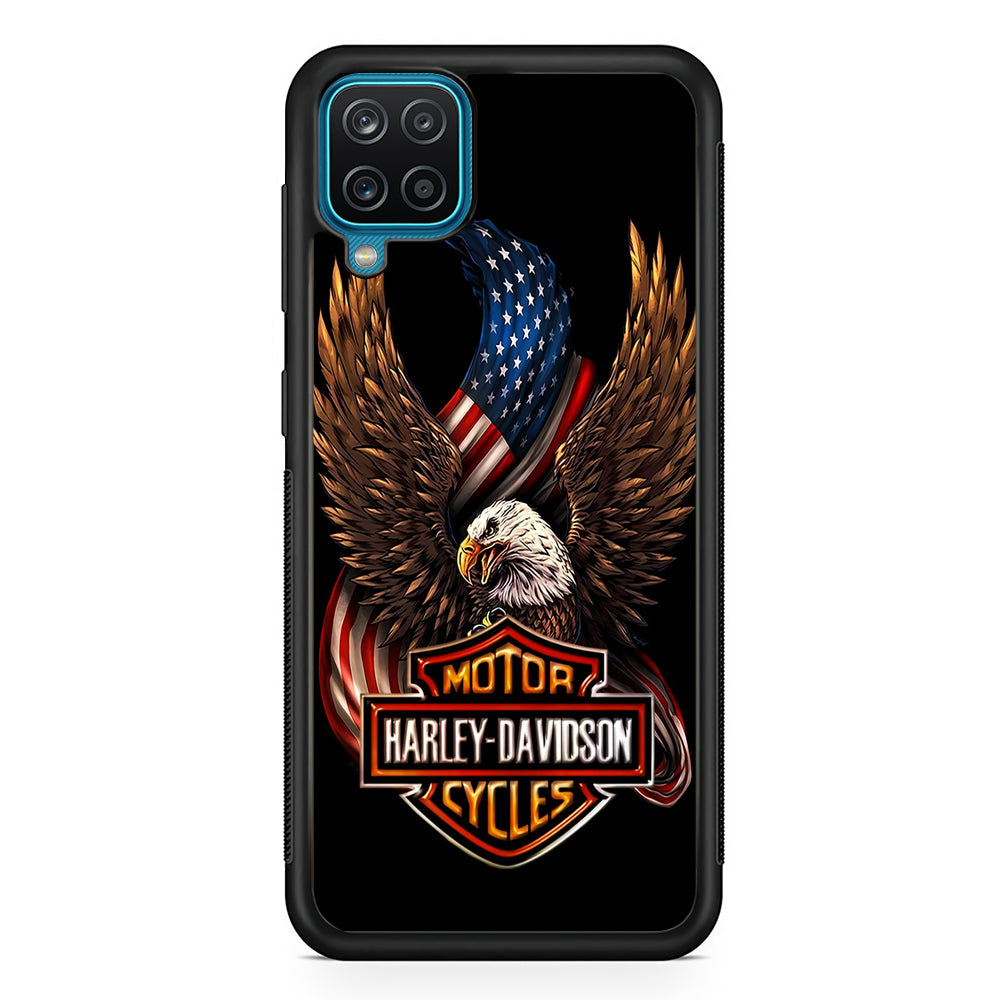 Harley Davidson Eagle US Samsung Galaxy A12 Case-Mobile Phone Case-Rubber Black (2D Case)-Altracase