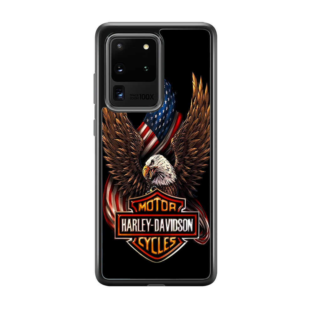 Harley Davidson Eagle US Samsung Galaxy S20 Ultra Case-Mobile Phone Case-Rubber Black (2D Case)-Altracase
