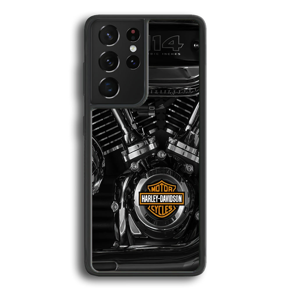 Harley Davidson Engine Samsung Galaxy S21 Ultra Case-Mobile Phone Case-Rubber Black (2D Case)-Altracase