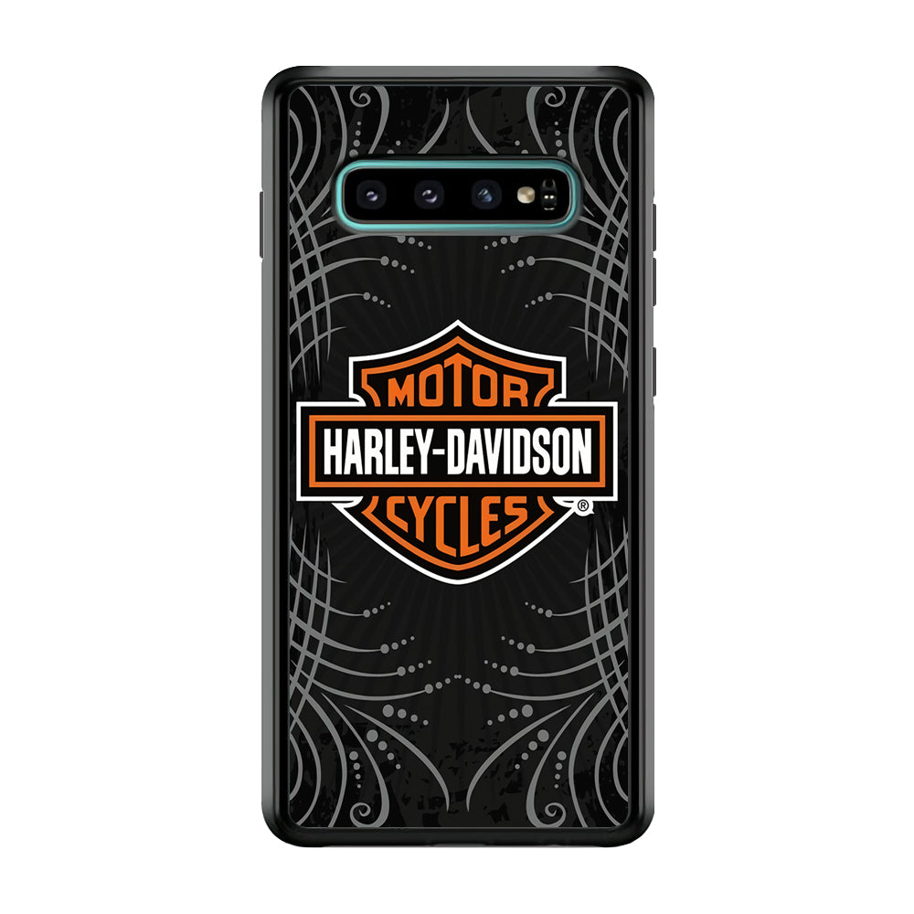 Harley Davidson Grey Motif Samsung Galaxy S10 Case-Mobile Phone Case-Rubber Black (2D Case)-Altracase