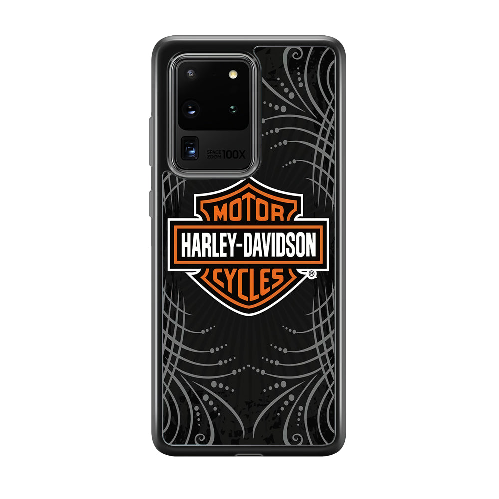 Harley Davidson Grey Motif Samsung Galaxy S20 Ultra Case-Mobile Phone Case-Rubber Black (2D Case)-Altracase