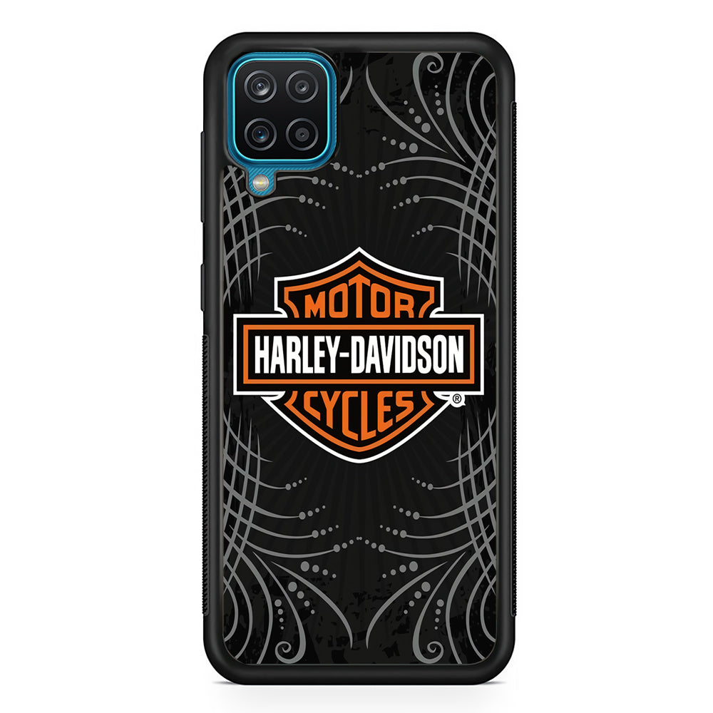 Harley Davidson Grey Motif Samsung Galaxy A12 Case-Mobile Phone Case-Rubber Black (2D Case)-Altracase