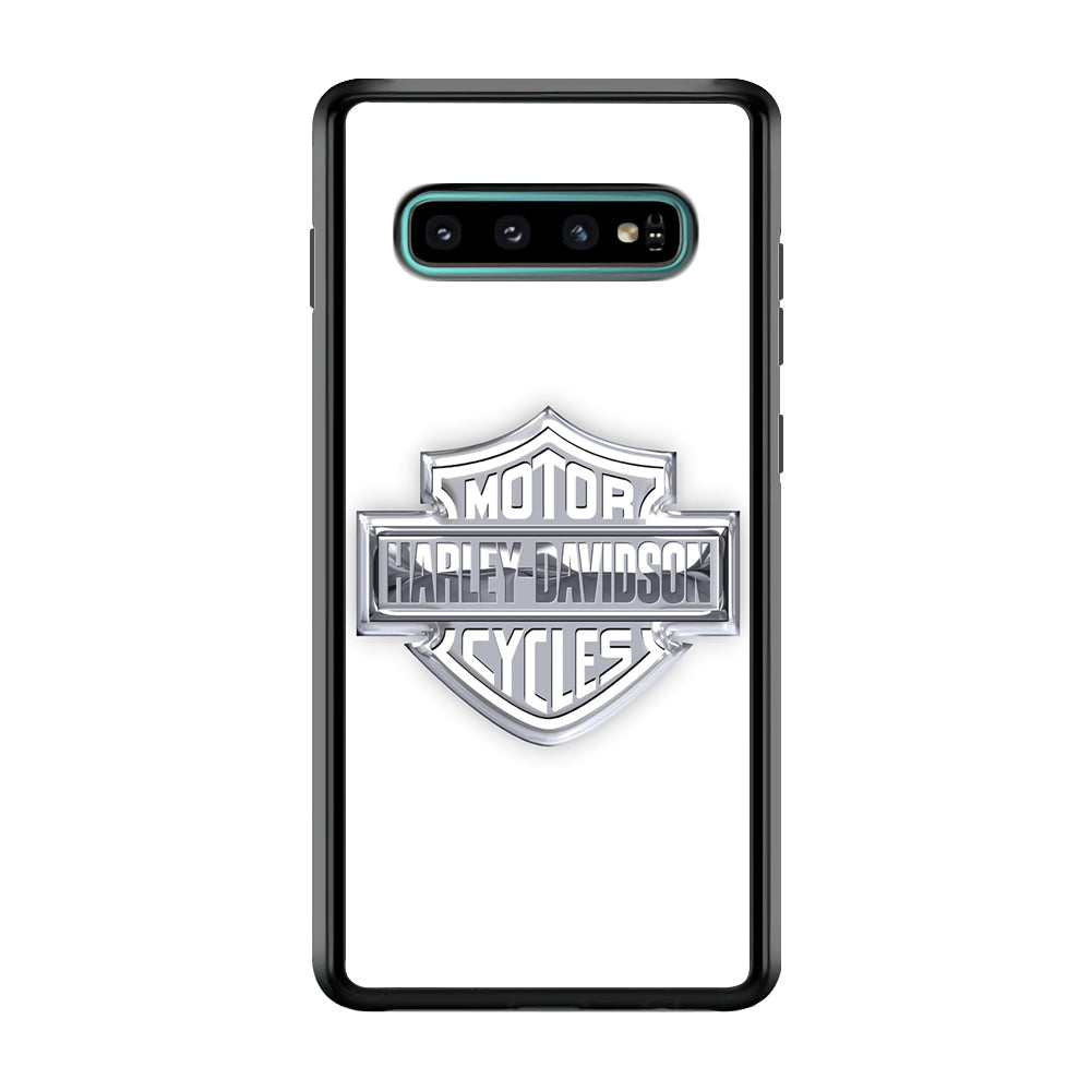 Harley Davidson Logo Silver Samsung Galaxy S10 Case-Mobile Phone Case-Rubber Black (2D Case)-Altracase