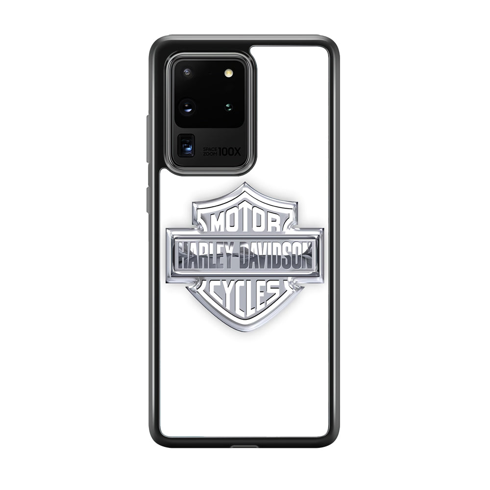 Harley Davidson Logo Silve Samsung Galaxy S20 Ultra Case-Mobile Phone Case-Rubber Black (2D Case)-Altracase