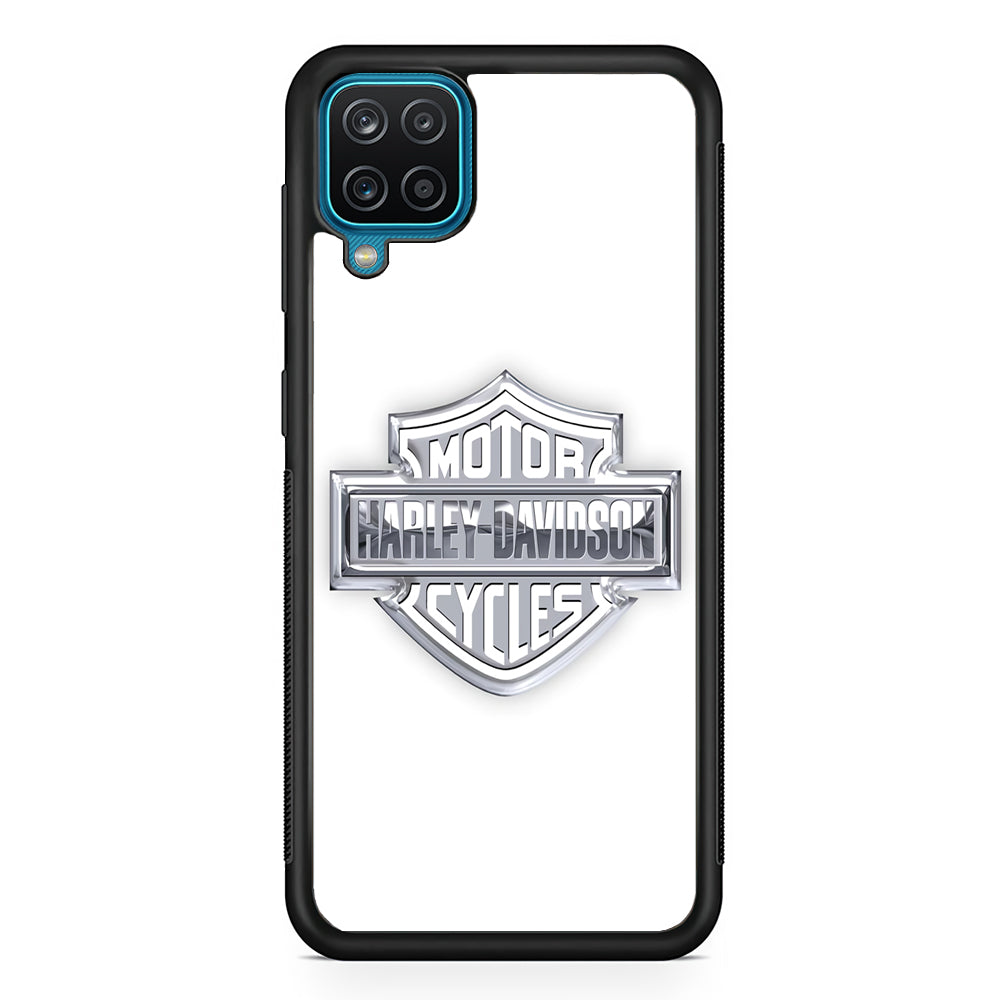 Harley Davidson Logo Silver Samsung Galaxy A12 Case-Mobile Phone Case-Rubber Black (2D Case)-Altracase