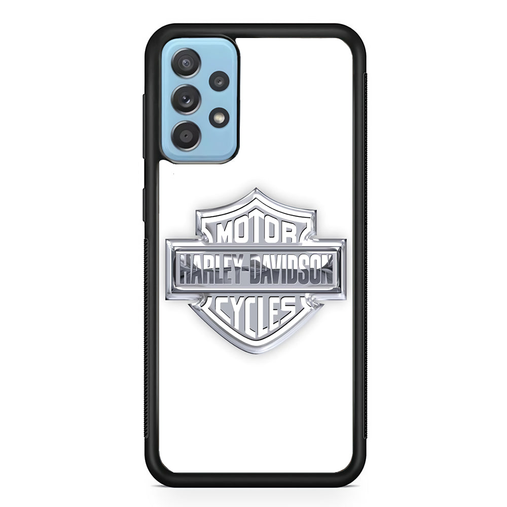 Harley Davidson Logo Silver Samsung Galaxy A72 Case-Mobile Phone Case-Rubber Black (2D Case)-Altracase