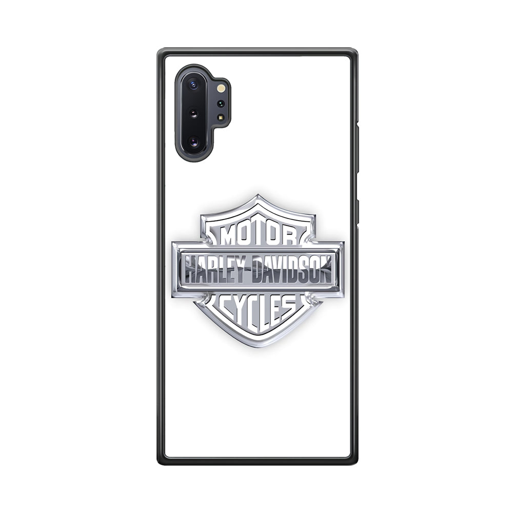 Harley Davidson Logo Silver Samsung Galaxy Note 10 Plus Case-Mobile Phone Case-Rubber Black (2D Case)-Altracase