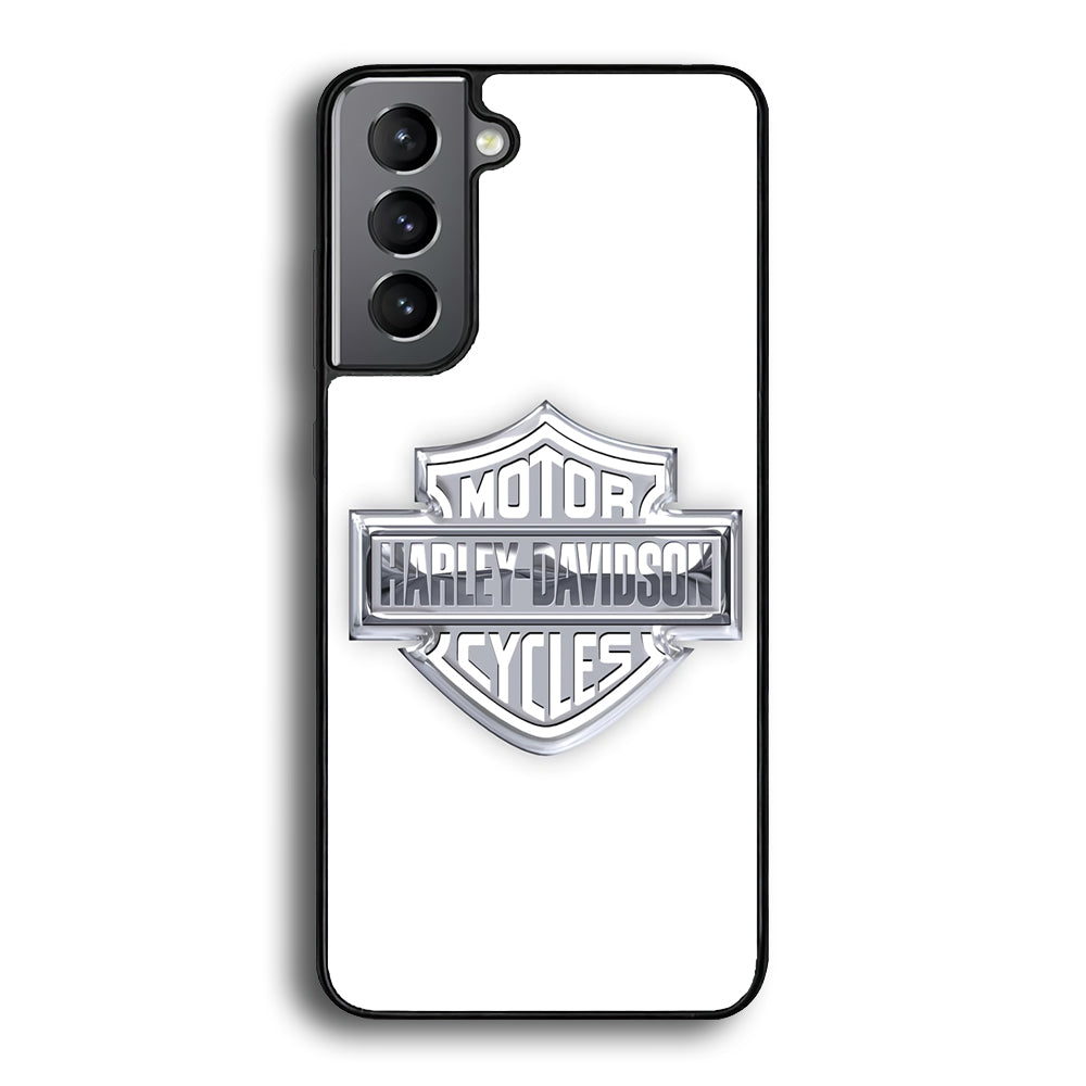 Harley Davidson Logo Silver Samsung Galaxy S21 Case-Mobile Phone Case-Rubber Black (2D Case)-Altracase