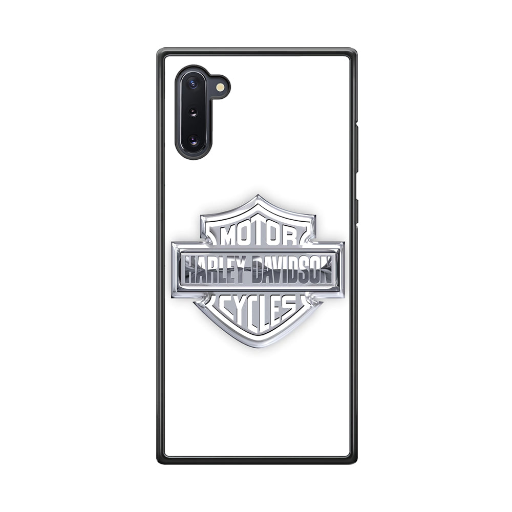 Harley Davidson Logo Silver Samsung Galaxy Note 10 Case-Mobile Phone Case-Rubber Black (2D Case)-Altracase