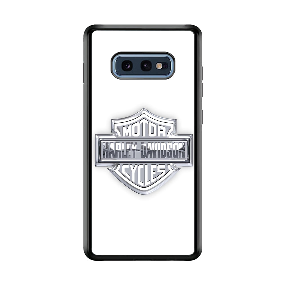 Harley Davidson Logo Silver Samsung Galaxy S10E Case-Mobile Phone Case-Rubber Black (2D Case)-Altracase