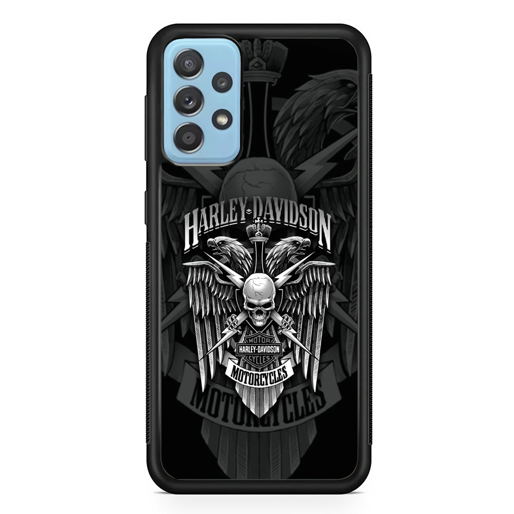 Harley Davidson Silver Eagle Samsung Galaxy A72 Case-Mobile Phone Case-Rubber Black (2D Case)-Altracase