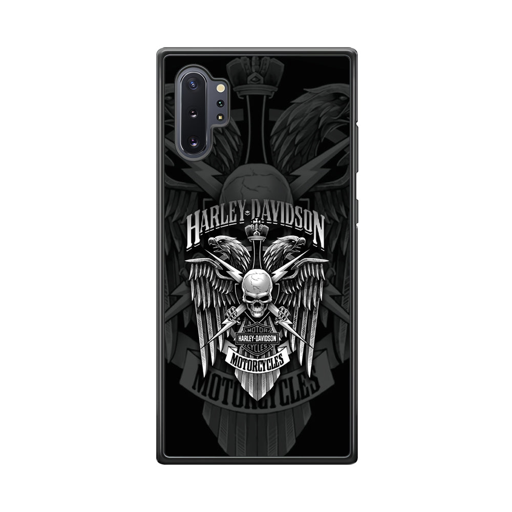Harley Davidson Silver Eagle Samsung Galaxy Note 10 Plus Case-Mobile Phone Case-Rubber Black (2D Case)-Altracase
