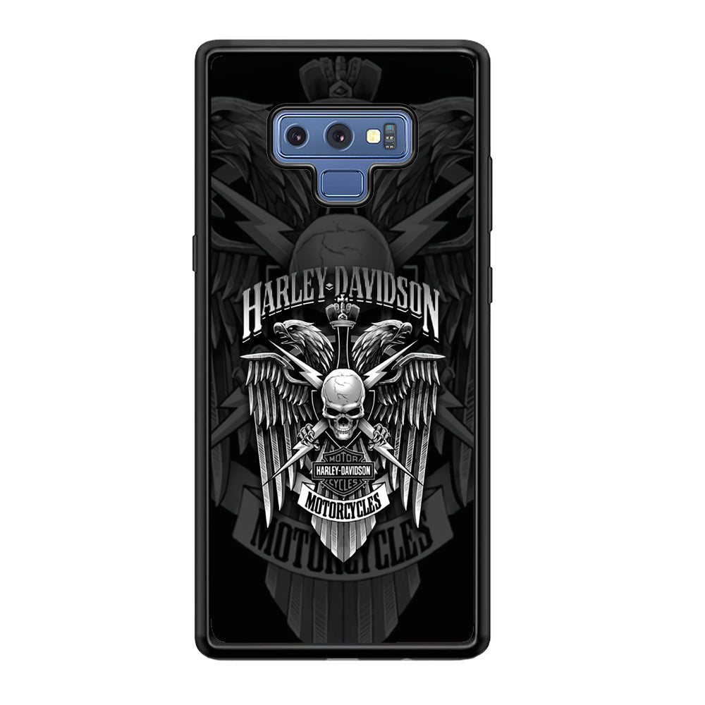 Harley Davidson Silver Eagle Samsung Galaxy Note 9 Case-Mobile Phone Case-Rubber Black (2D Case)-Altracase