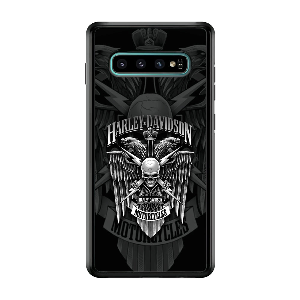 Harley Davidson Silver Eagle Samsung Galaxy S10 Case-Mobile Phone Case-Rubber Black (2D Case)-Altracase