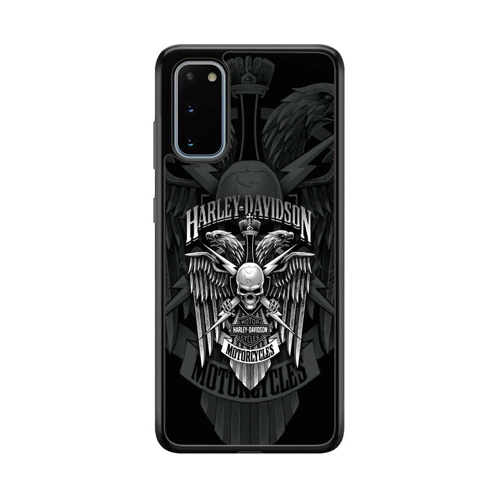 Harley Davidson Silver Eagle Samsung Galaxy S20 Case-Mobile Phone Case-Rubber Black (2D Case)-Altracase