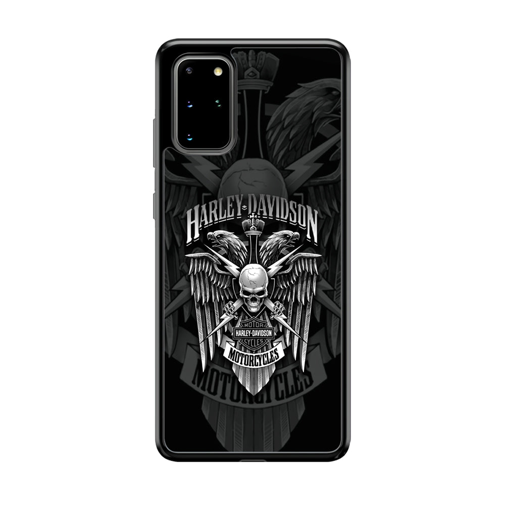 Harley Davidson Silver Eagle Samsung Galaxy S20 Plus Case-Mobile Phone Case-Rubber Black (2D Case)-Altracase