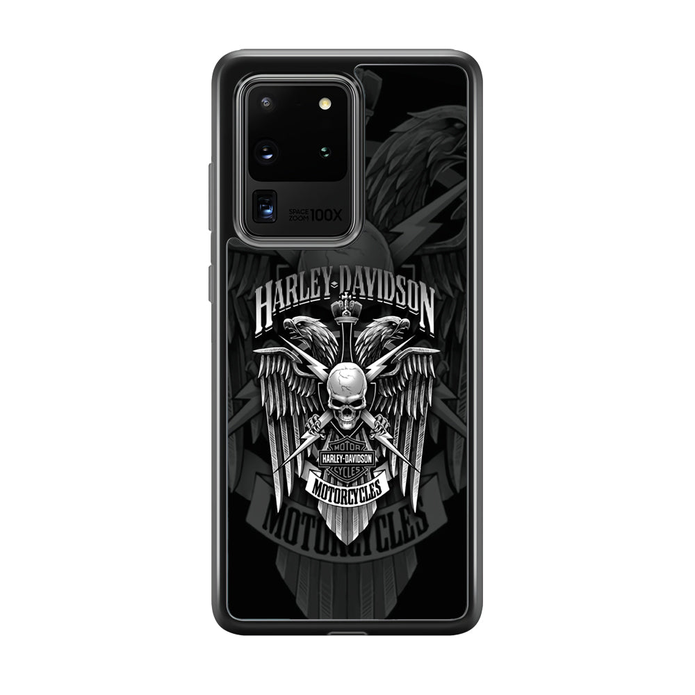 Harley Davidson Silver Eagle Samsung Galaxy S20 Ultra Case-Mobile Phone Case-Rubber Black (2D Case)-Altracase