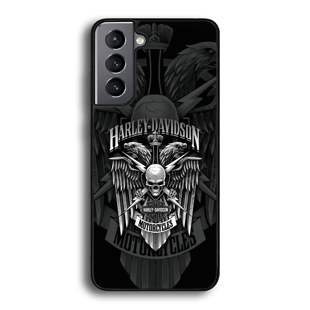 Harley Davidson Silver Eagle Samsung Galaxy S22 Case-Mobile Phone Case-Rubber Black (2D Case)-Altracase