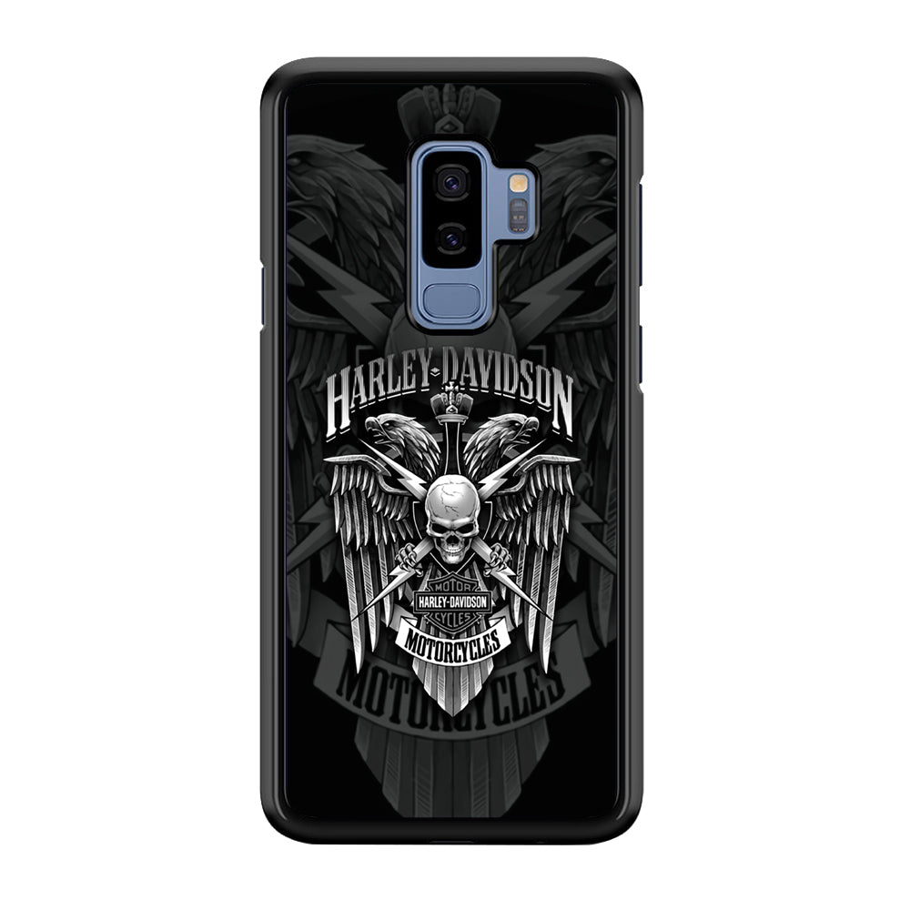Harley Davidson Silver Eagle Samsung Galaxy S9 Plus Case-Mobile Phone Case-Rubber Black (2D Case)-Altracase