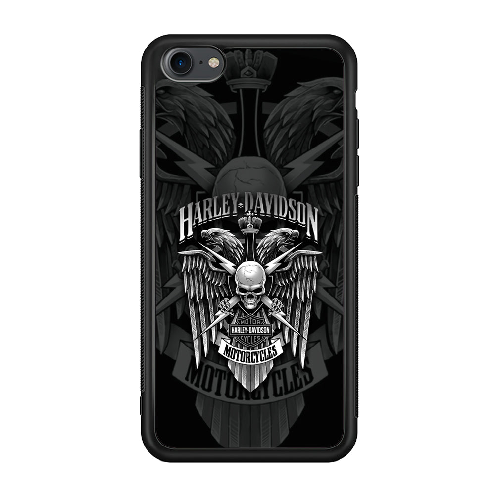 Harley Davidson Silver Eagle iPhone SE 2020 Case-Mobile Phone Case-Rubber Black (2D Case)-Altracase