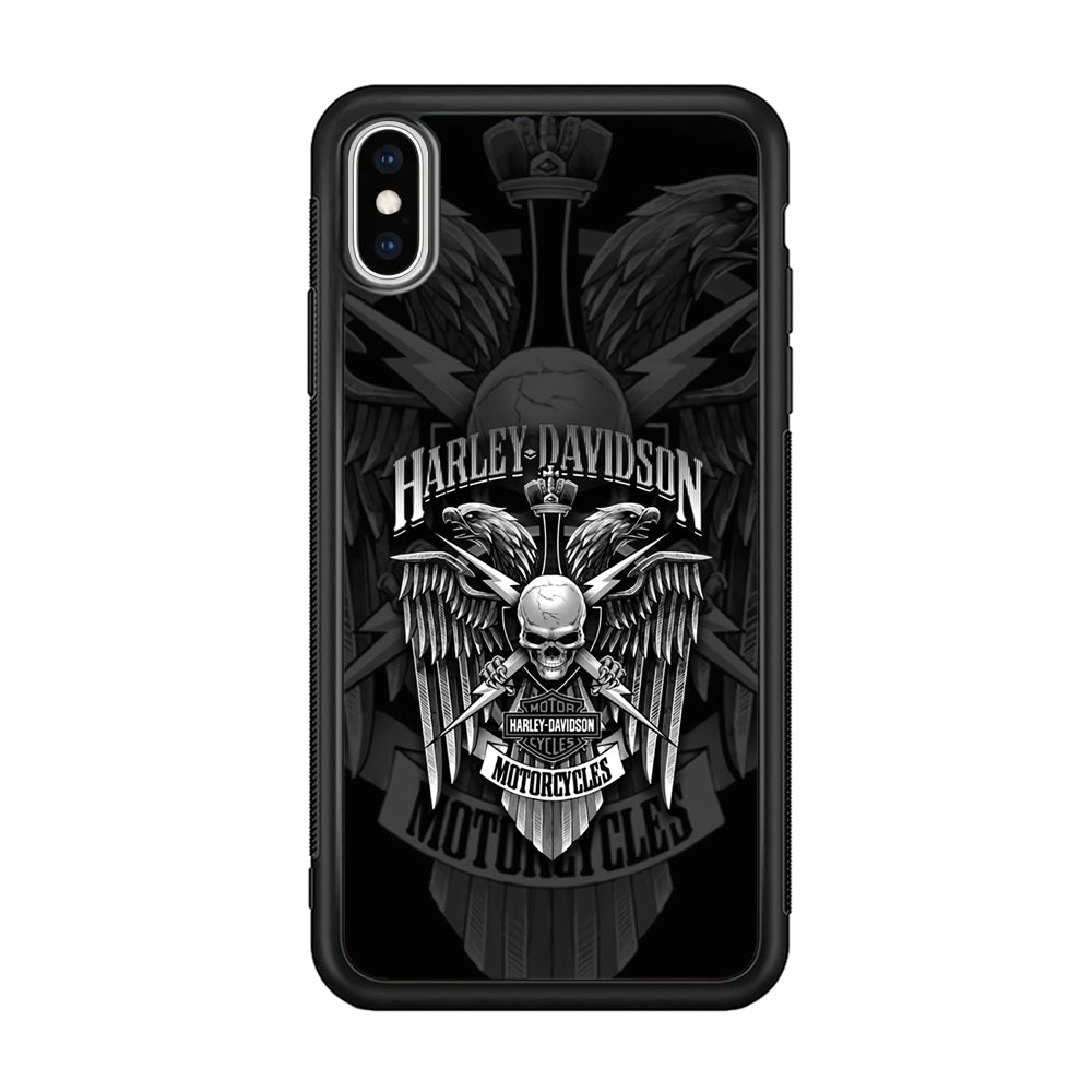 Harley Davidson Silver Eagle iPhone Xs Case-Mobile Phone Case-Rubber Black (2D Case)-Altracase