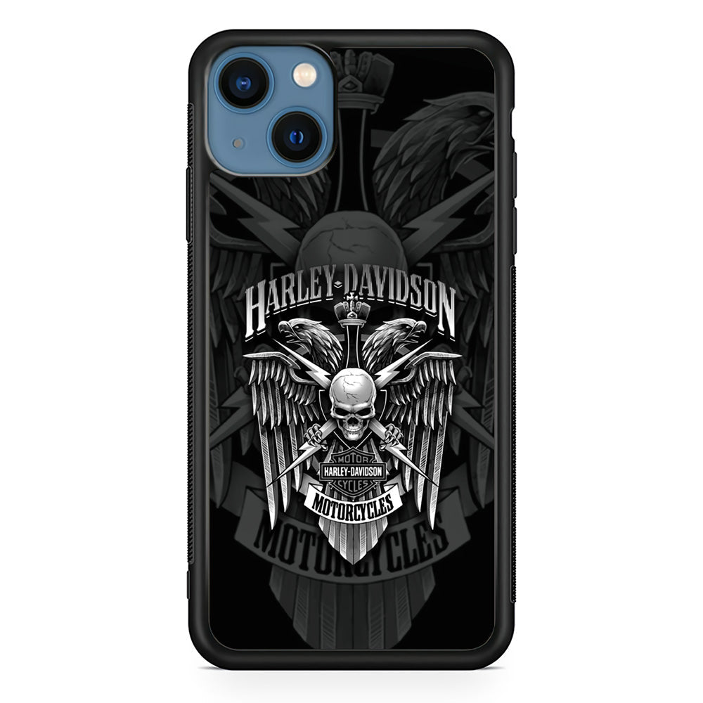 Harley Davidson Silver Eagle iPhone 14 Plus Case-Mobile Phone Case-Rubber Black (2D Case)-Altracase