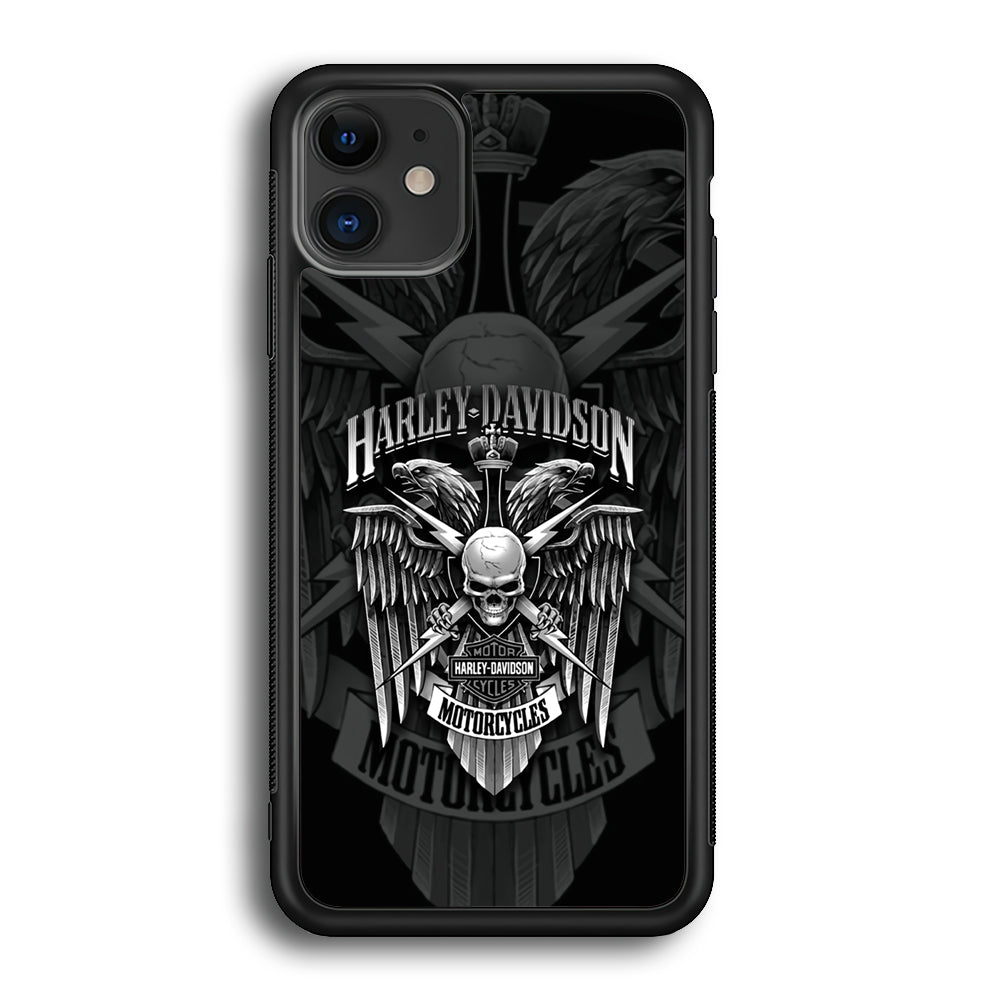 Harley Davidson Silver Eagle iPhone 12 Case-Mobile Phone Case-Rubber Black (2D Case)-Altracase