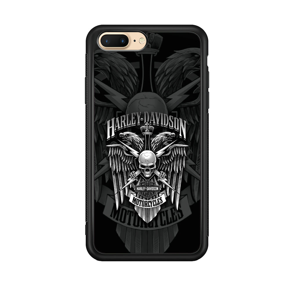 Harley Davidson Silver Eagle iPhone 8 Plus Case-Mobile Phone Case-Rubber Black (2D Case)-Altracase
