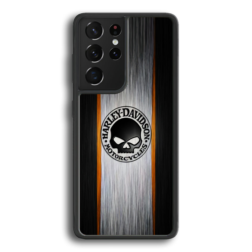 Harley Davidson Skull Circle Samsung Galaxy S23 Ultra Case-Mobile Phone Case-Rubber Black (2D Case)-Altracase