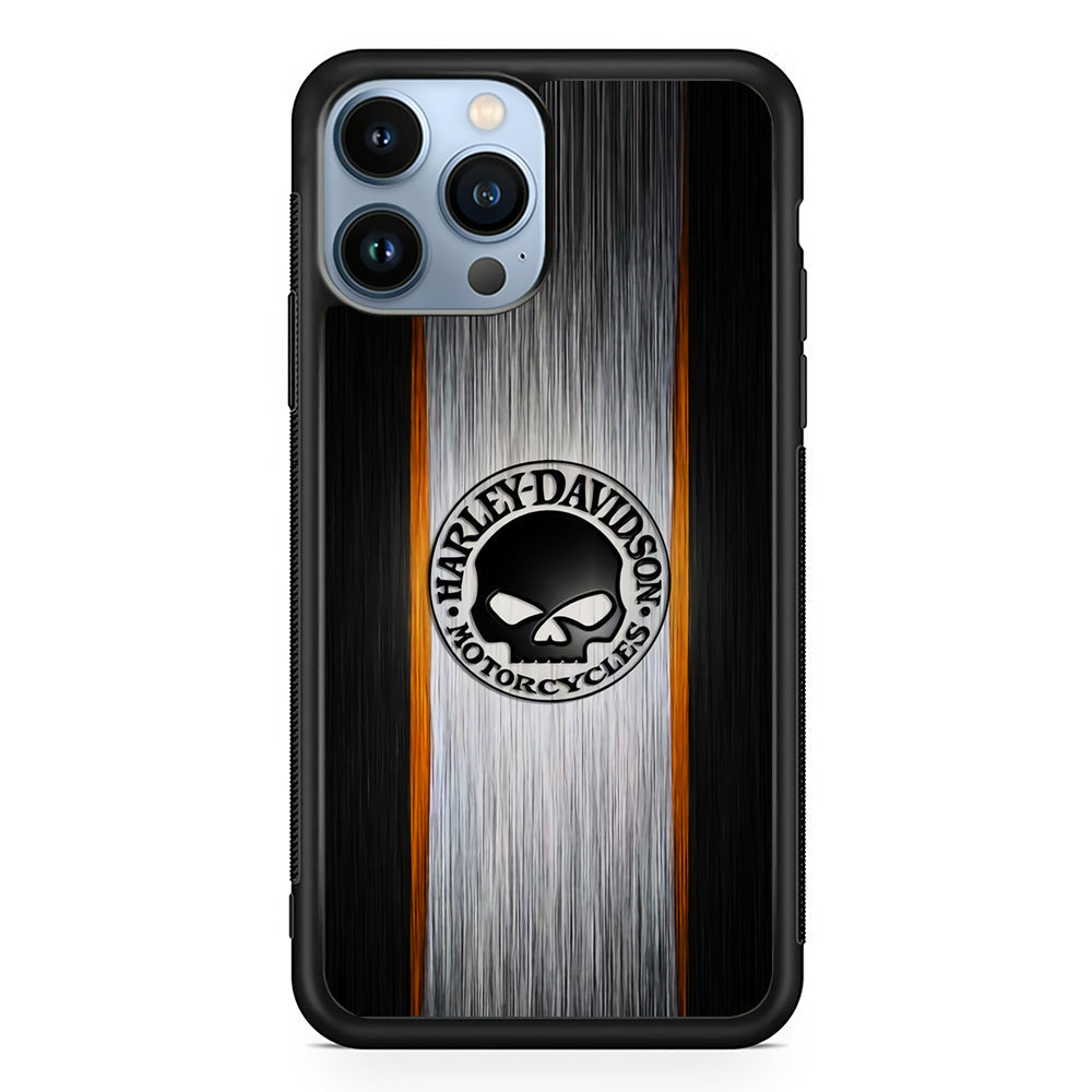 Harley Davidson Skull Circle iPhone 15 Pro Case-Mobile Phone Case-Rubber Black (2D Case)-Altracase