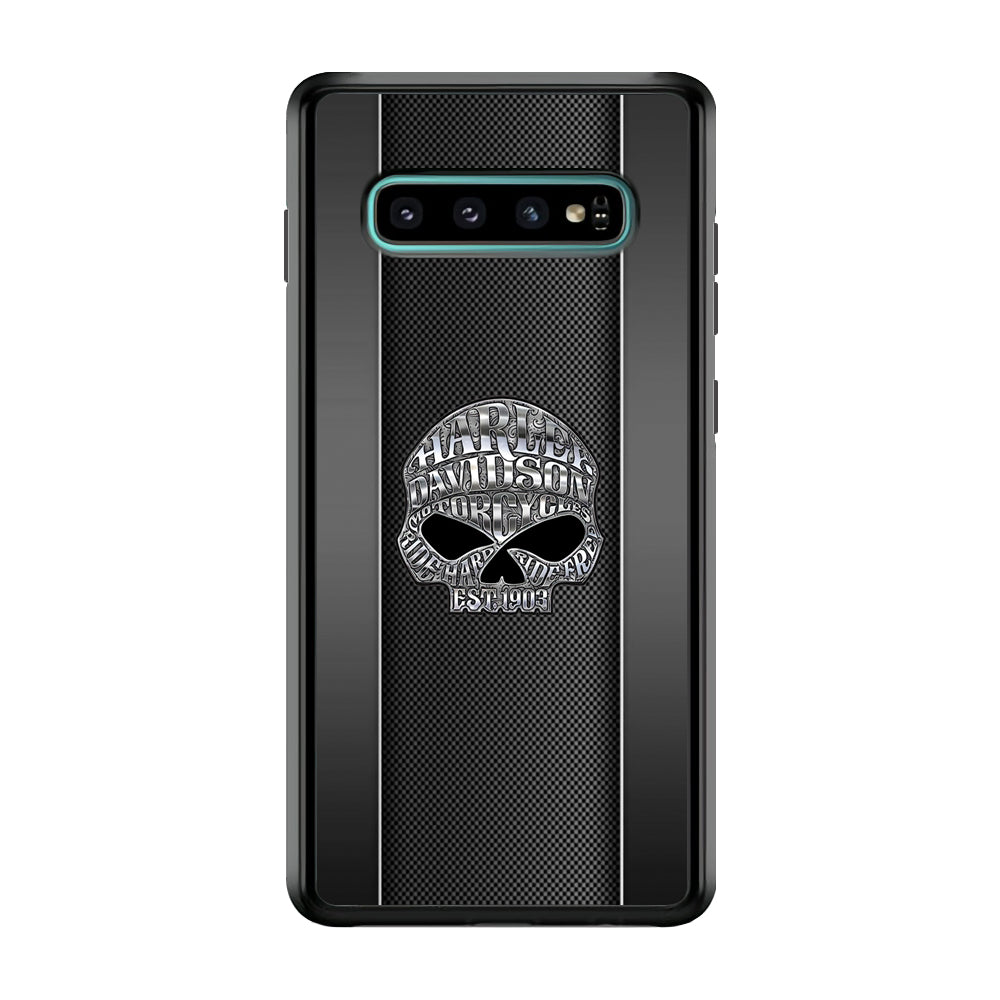 Harley Davidson Skull Design Samsung Galaxy S10 Plus Case-Mobile Phone Case-Rubber Black (2D Case)-Altracase