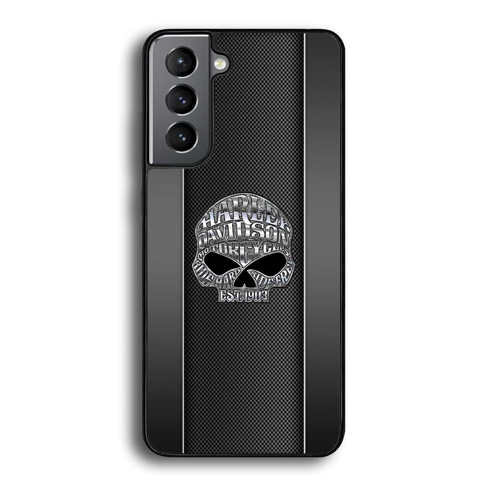 Harley Davidson Skull Design Samsung Galaxy S23 Case-Mobile Phone Case-Rubber Black (2D Case)-Altracase